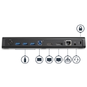 Picture of StarTech.com USB 3.0 Docking Station Dual Monitor with HDMI & 4K DisplayPort - USB 3.0 to 4x USB-A, Ethernet, HDMI and DP - USB Type A Universal Laptop Docking Station for Mac & Windows