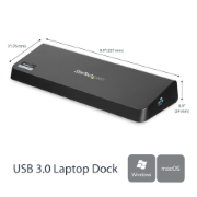 Picture of StarTech.com USB 3.0 Docking Station Dual Monitor with HDMI & 4K DisplayPort - USB 3.0 to 4x USB-A, Ethernet, HDMI and DP - USB Type A Universal Laptop Docking Station for Mac & Windows