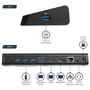 Picture of StarTech.com USB 3.0 Docking Station Dual Monitor with HDMI & 4K DisplayPort - USB 3.0 to 4x USB-A, Ethernet, HDMI and DP - USB Type A Universal Laptop Docking Station for Mac & Windows