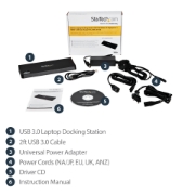 Picture of StarTech.com USB 3.0 Docking Station Dual Monitor with HDMI & 4K DisplayPort - USB 3.0 to 4x USB-A, Ethernet, HDMI and DP - USB Type A Universal Laptop Docking Station for Mac & Windows