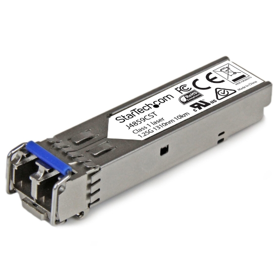 Picture of StarTech.com HP J4859C Compatible SFP Transceiver Module - 1000BASE-LX~HPE J4859C Compatible SFP Module - 1000BASE-LX - 1GbE Single Mode /Multi Mode Fiber Optic Transceiver - 1GE Gigabit Ethernet SFP - LC 10km - 1310nm - DDM HPE 1400, 1700, 1820