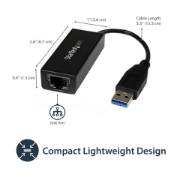 Picture of StarTech.com USB 3.0 to Gigabit Ethernet Network Adapter, 10/100/1000 Mbps, USB to RJ45, USB 3.0 to LAN Adapter, USB 3.0 Ethernet Adapter (GbE), TAA Complaint