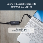 Picture of StarTech.com USB 3.0 to Gigabit Ethernet Network Adapter, 10/100/1000 Mbps, USB to RJ45, USB 3.0 to LAN Adapter, USB 3.0 Ethernet Adapter (GbE), TAA Complaint
