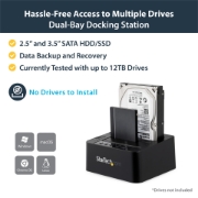 Picture of StarTech.com Standalone Hard Drive Duplicator, Dual Bay HDD/SSD Cloner/Copier, USB 3.1 (10Gbps) to SATA III HDD/SSD Docking Station, Hard Disk Duplicator Dock, Hard Drive Cloner