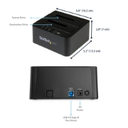 Picture of StarTech.com Standalone Hard Drive Duplicator, Dual Bay HDD/SSD Cloner/Copier, USB 3.1 (10Gbps) to SATA III HDD/SSD Docking Station, Hard Disk Duplicator Dock, Hard Drive Cloner