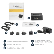 Picture of StarTech.com Standalone Hard Drive Duplicator, Dual Bay HDD/SSD Cloner/Copier, USB 3.1 (10Gbps) to SATA III HDD/SSD Docking Station, Hard Disk Duplicator Dock, Hard Drive Cloner