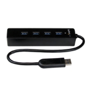 Picture of StarTech.com 4 Port Portable SuperSpeed USB 3.0 Hub with Built-in Cable~4 Port Portable SuperSpeed USB 3.0 Hub with Built-in Cable - 5Gbps