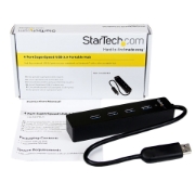 Picture of StarTech.com 4 Port Portable SuperSpeed USB 3.0 Hub with Built-in Cable~4 Port Portable SuperSpeed USB 3.0 Hub with Built-in Cable - 5Gbps