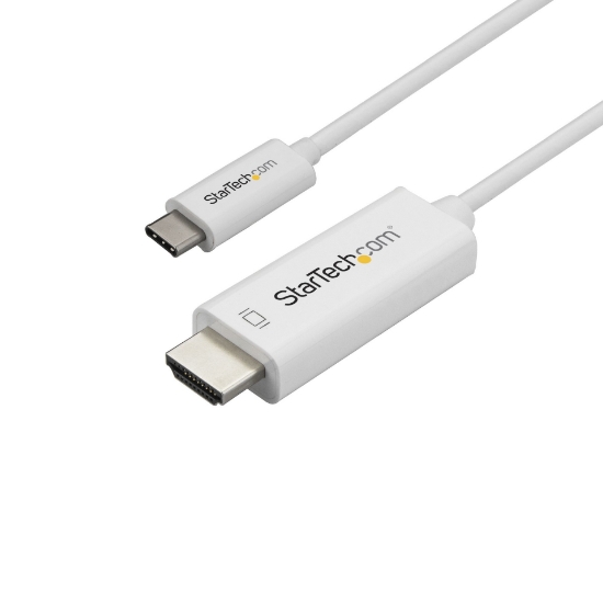 Picture of StarTech.com 3ft (1m) USB C to HDMI Cable - 4K 60Hz USB Type C to HDMI 2.0 Video Adapter Cable - Thunderbolt 3 Compatible - Laptop to HDMI Monitor/Display - DP 1.2 Alt Mode HBR2 - White