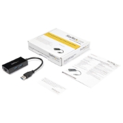 Picture of StarTech.com USB to Ethernet Adapter, USB 3.0 to 10/100/1000 Gigabit Ethernet LAN Converter for Laptops, 11.8in/30cm Attached Cable, USB to RJ45 Adapter, NIC Adapter, USB Network Adapter