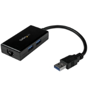 Picture of StarTech.com USB to Ethernet Adapter, USB 3.0 to 10/100/1000 Gigabit Ethernet LAN Converter for Laptops, 11.8in/30cm Attached Cable, USB to RJ45 Adapter, NIC Adapter, USB Network Adapter
