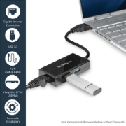 Picture of StarTech.com USB to Ethernet Adapter, USB 3.0 to 10/100/1000 Gigabit Ethernet LAN Converter for Laptops, 11.8in/30cm Attached Cable, USB to RJ45 Adapter, NIC Adapter, USB Network Adapter