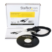Picture of StarTech.com 6ft (1.8m) 1-Port USB to Serial RS232 Adapter, FTDI DB9 Serial DCE Adapter Cable, Null Modem, USB 2.0 - TAA