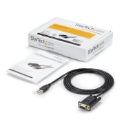 Picture of StarTech.com 6ft (1.8m) 1-Port USB to Serial RS232 Adapter, FTDI DB9 Serial DCE Adapter Cable, Null Modem, USB 2.0 - TAA