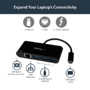 Picture of StarTech.com USB-C to Ethernet Adapter with 3-Port USB 3.0 Hub and Power Delivery