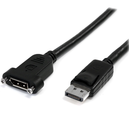 Picture of StarTech.com 3ft (1m) Panel Mount DisplayPort Cable - 4K x 2K - DisplayPort 1.2 Extension Cable Male to Female - DP Video Extender Cord with Panel Mount DP Connector - DP Monitor Cable