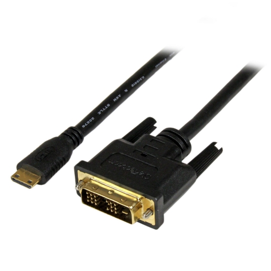Picture of StarTech.com 1m (3.3 ft) Mini HDMI to DVI Cable - DVI-D to HDMI Cable (1920x1200p) - 19 Pin HDMI Mini Male to DVI-D Male - Digital Monitor Cable Adapter M/M - Mini HDMI to DVI Adapter