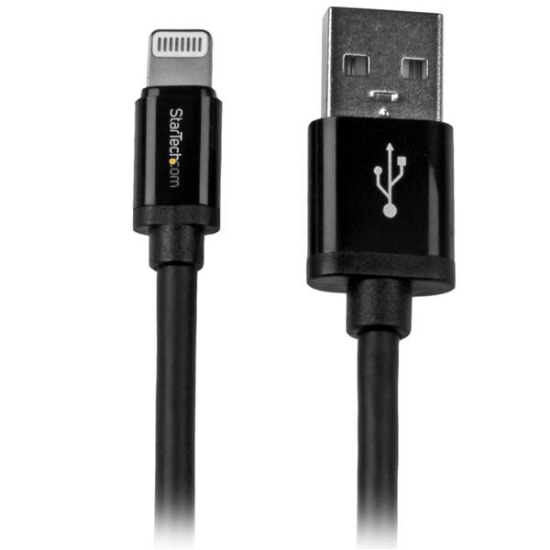 Picture of StarTech.com 2 m (6 ft.) USB to Lightning Cable - Long iPhone / iPad / iPod Charger Cable - Lightning to USB Cable - Apple MFi Certified - Black