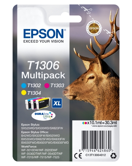 Picture of Epson Stag Multipack 3-colours T1306 DURABrite Ultra Ink