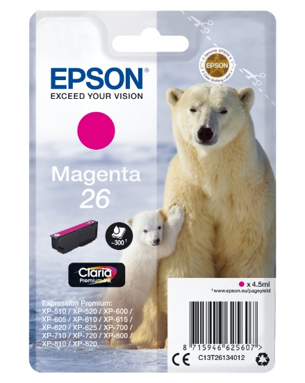 Picture of Epson Polar bear Singlepack Magenta 26 Claria Premium Ink