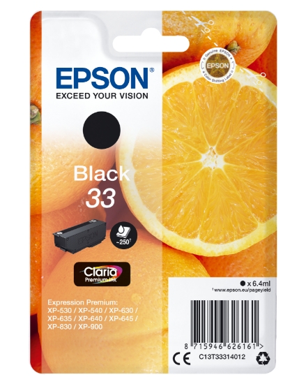 Picture of Epson Oranges Singlepack Black 33 Claria Premium Ink