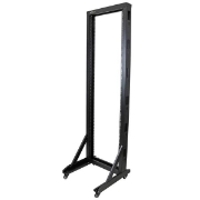 Picture of StarTech.com 2-Post 42U Mobile Open Frame Server Rack, Two Post 19in Network Rack with Wheels, Rolling Open Rack for AV/Data/Media/IT Equipment, Computer Rack for Home/Office Spaces - Casters Included