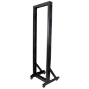 Picture of StarTech.com 2-Post 42U Mobile Open Frame Server Rack, Two Post 19in Network Rack with Wheels, Rolling Open Rack for AV/Data/Media/IT Equipment, Computer Rack for Home/Office Spaces - Casters Included