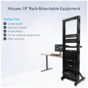 Picture of StarTech.com 2-Post 42U Mobile Open Frame Server Rack, Two Post 19in Network Rack with Wheels, Rolling Open Rack for AV/Data/Media/IT Equipment, Computer Rack for Home/Office Spaces - Casters Included