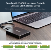 Picture of StarTech.com Dual-Slot Drive Enclosure for M.2 SATA SSDs - USB 3.1 (10Gbps) - RAID