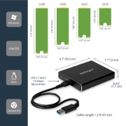 Picture of StarTech.com Dual-Slot Drive Enclosure for M.2 SATA SSDs - USB 3.1 (10Gbps) - RAID