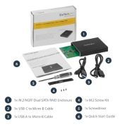 Picture of StarTech.com Dual-Slot Drive Enclosure for M.2 SATA SSDs - USB 3.1 (10Gbps) - RAID