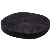 Picture of StarTech.com 25ft Hook and Loop Roll - Cut-to-Size Reusable Cable Ties - Bulk Industrial Wire Fastener Tape /Adjustable Fabric Wraps Black / Resuable Self Gripping Cable Management Straps