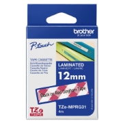 Picture of Brother TZE-MPRG31 label-making tape Black on red
