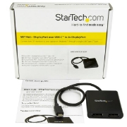 Picture of StarTech.com USB-C to Dual DisplayPort 1.2 Adapter, USB Type-C Multi-Monitor MST Hub, Dual 4K 30Hz/1080p 60Hz DP Laptop Display Extender / Splitter, Extra-Long Built-In Cable - Windows Only