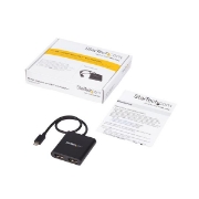 Picture of StarTech.com USB-C to Dual DisplayPort 1.2 Adapter, USB Type-C Multi-Monitor MST Hub, Dual 4K 30Hz/1080p 60Hz DP Laptop Display Extender / Splitter, Extra-Long Built-In Cable - Windows Only