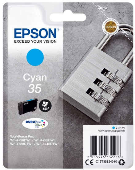 Picture of Epson Padlock Singlepack Cyan 35 DURABrite Ultra Ink