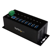 Picture of StarTech.com 7-Port Industrial USB 3.0 Hub with ESD Protection~7-Port USB 3.0 Hub (5Gbps) - Metal Industrial USB-A Hub with ESD Protection & 350W Surge Protection - Din Rail, Wall or Desk Mountable - TAA Compliant USB Expander Hub