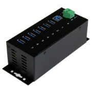 Picture of StarTech.com 7-Port Industrial USB 3.0 Hub with ESD Protection~7-Port USB 3.0 Hub (5Gbps) - Metal Industrial USB-A Hub with ESD Protection & 350W Surge Protection - Din Rail, Wall or Desk Mountable - TAA Compliant USB Expander Hub