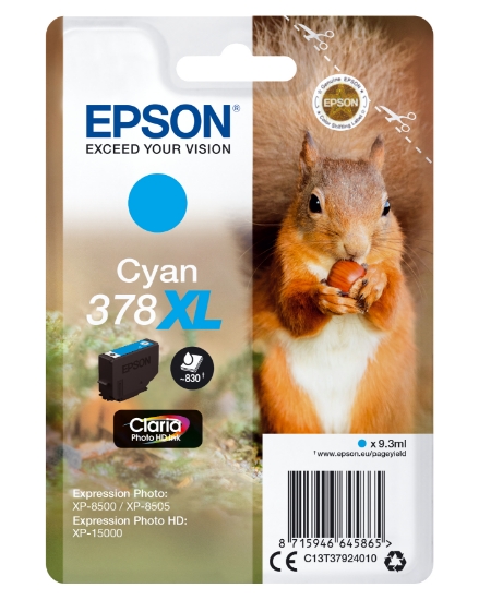 Picture of Epson Squirrel Singlepack Cyan 378XL Claria Photo HD Ink