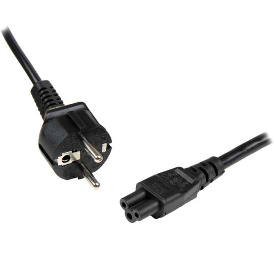 Picture of StarTech.com 1m (3ft) Laptop Power Cord, EU Schuko to C5, 2.5A 250V, 18AWG, Notebook / Laptop Replacement AC Cord, Power Brick Cord, Laptop Charger Cable, Clover Leaf/Mickey Mouse Power Cord