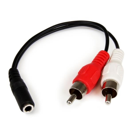 Picture of StarTech.com 6in Stereo Audio Cable - 3.5mm Female to 2x RCA Male