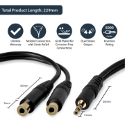 Picture of StarTech.com 6in Stereo Splitter Cable - 3.5mm Male to 2x 3.5mm Female