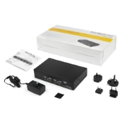 Picture of StarTech.com 4 Port DisplayPort KVM Switch - 4K 60Hz - Single Display - Dual Port UHD DP 1.2 USB KVM Switch with Integrated USB 2.0 Hub & Audio - Dell, HP, Apple, Lenovo - TAA Compliant