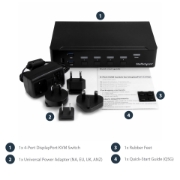 Picture of StarTech.com 4 Port DisplayPort KVM Switch - 4K 60Hz - Single Display - Dual Port UHD DP 1.2 USB KVM Switch with Integrated USB 2.0 Hub & Audio - Dell, HP, Apple, Lenovo - TAA Compliant