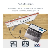 Picture of StarTech.com USB 3.0 to HDMI Adapter, USB to HDMI Monitor Converter for Windows, 1080P (no support for macOS/ChromeOS/Linux) - TAA
