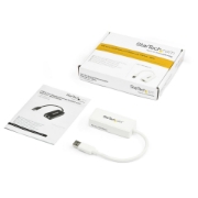 Picture of StarTech.com USB 3.0 to Gigabit Ethernet Adapter NIC w/ USB Port - White
