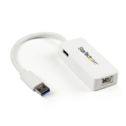 Picture of StarTech.com USB 3.0 to Gigabit Ethernet Adapter NIC w/ USB Port - White