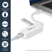 Picture of StarTech.com USB 3.0 to Gigabit Ethernet Adapter NIC w/ USB Port - White