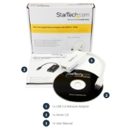 Picture of StarTech.com USB 3.0 to Gigabit Ethernet Adapter NIC w/ USB Port - White