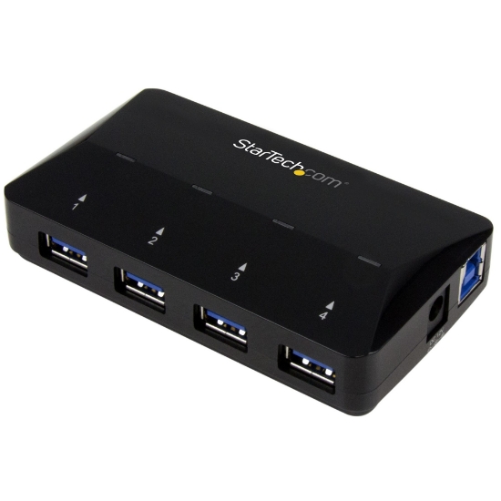 Picture of StarTech.com 4-Port USB 3.0 Hub plus Dedicated Charging Port - 1 x 2.4A Port~4-Port USB 3.0 Hub (5Gbps) plus Dedicated Charging Port - 1 x 2.4A Port